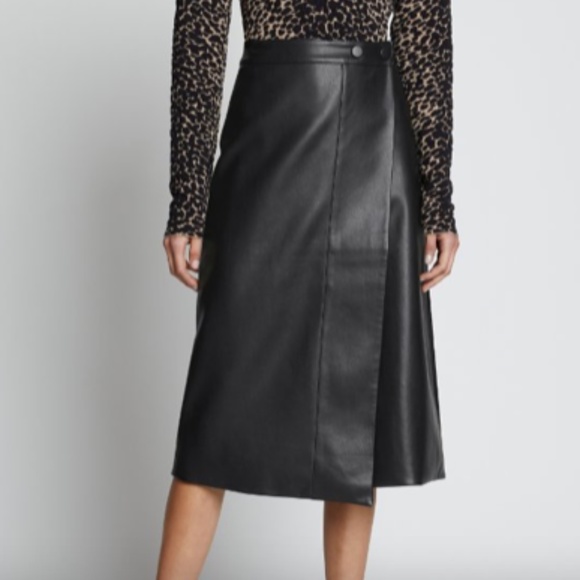 Proenza Schouler White Label Vegan Leather Wrap Skirt - Black - Picture 3 of 12